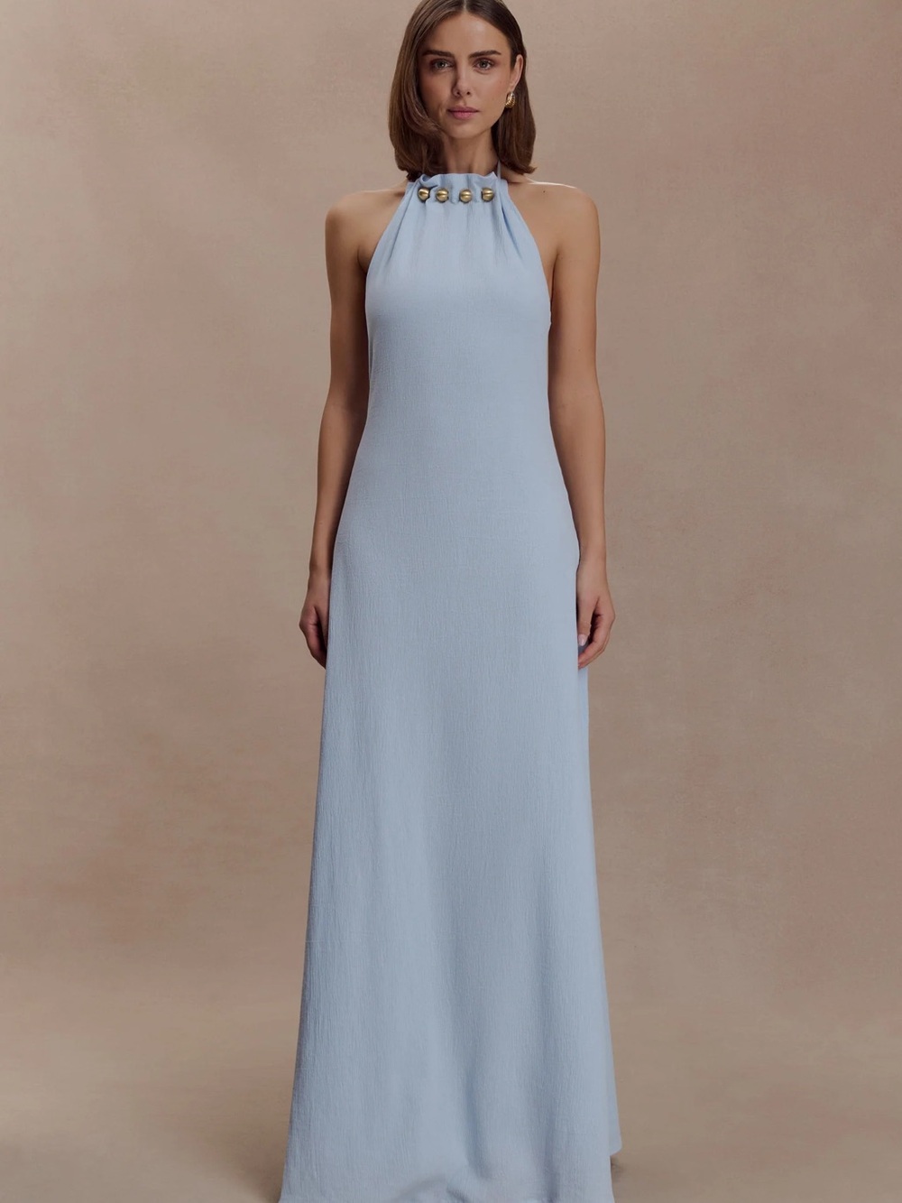 Meshki Abeda Cotton Maxi Dress With Hardware - Pale Blue - Picture 3 of 8